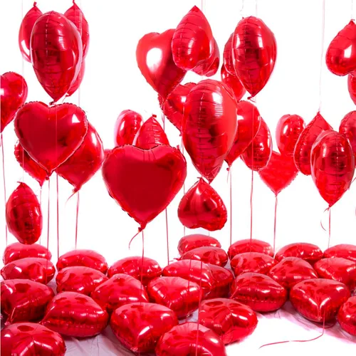 Miniatura 3 de 20 globos de corazón rosa y plateado de 18 pulgadas, globos de papel de aluminio de Mylar en forma de corazón, globos de aluminio metálico, globos
