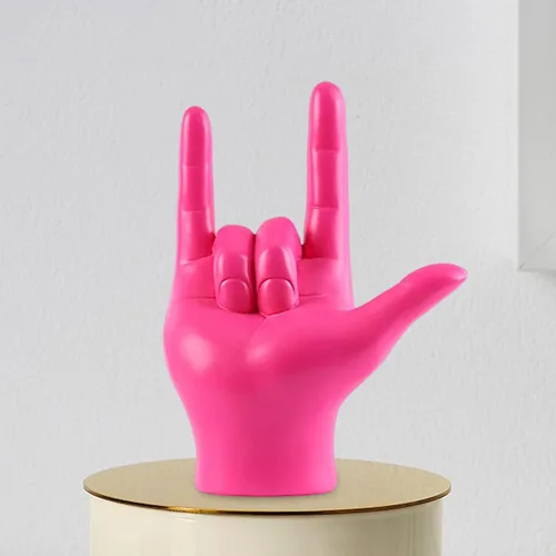 Miniatura 6 de MagiDeal Modern Love You - Estatua de gesto de dedo, escultura de mano de roca, manualidades coleccionables para centro de mesa, escritorio, Rosa
