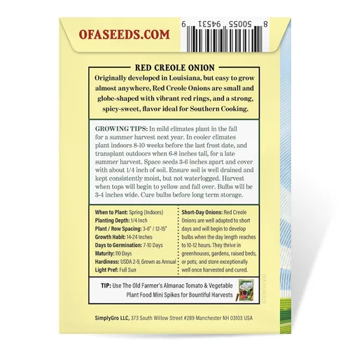 Miniatura 4 de The Old Farmer's Almanac Semillas de cebolla criolla roja, reliquia, sin OMG, calidad premium, polinización abierta, sabor picante y dulce