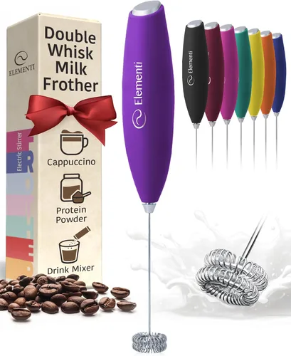 Miniatura 18 de Elementi Varita espumadora de leche, agitador eléctrico de mano fácil de usar para bebidas en polvo, batidor de café duradero y potente y varita