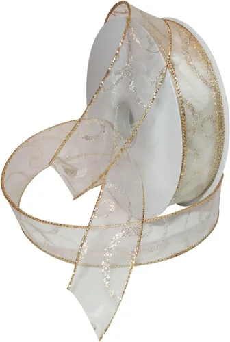 Miniatura 28 de Morex Ribbon Cintas transparentes con purpurina con espiral, cinta navideña para manualidades y decoraciones de Navidad, envoltura de regalos, 1.5