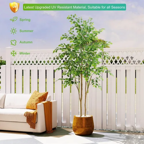 Miniatura 4 de Nafresh Árbol de ficus artificial alto resistente a los rayos UV, 7 pies (84 pulgadas) con textura realista, árbol de ficus sintético en maceta