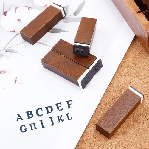 Miniatura 7 de UCEC 70 sellos del alfabeto para arcilla, sellos de letras de goma para manualidades, juego de sellos de números de letras y símbolos de madera