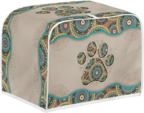 Miniatura 2 de Tostadora de 2 rebanadas con estampado de mandala bohemio, cubierta a prueba de polvo con protección de huellas dactilares Pata de mandala boho