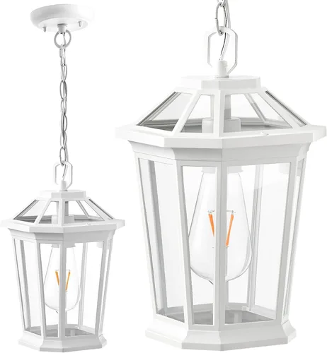 VIANIS Luces Colgantes Blancas para Exteriores, Linternas de Luces Colgantes Modernas para Exteriores, Luces de Porche de Aluminio para Techo Blanco