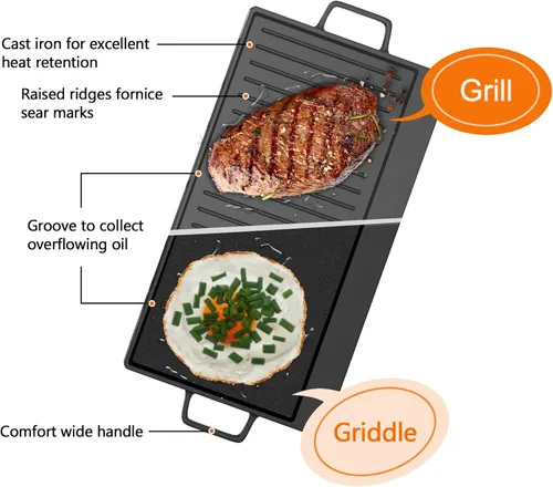Miniatura 4 de Cocina de gas de 36 pulgadas con plancha, estufa de gas con 5, parrilla/plancha de hierro fundido reversible, convertible NG/GLP, con protección por