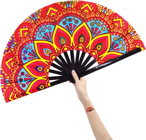 Miniatura 11 de Rave Fans - Ventilador de mano plegable grande para baile de línea, grandes abanicos de aplausos plegables para baile, festival de música, fiesta