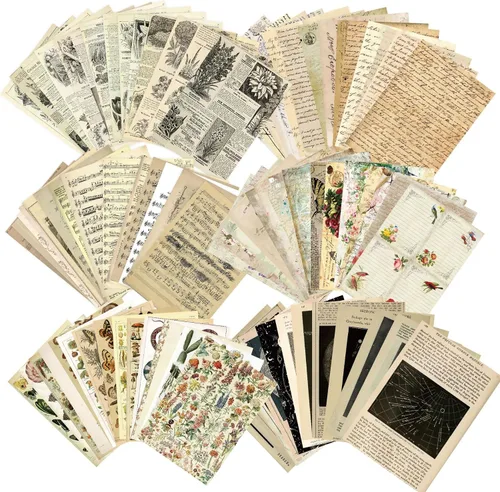 VIVIQUEN 180 hojas de papel de álbum de recortes vintage, papel decorativo para manualidades, álbumes de recortes, suministros para diarios de