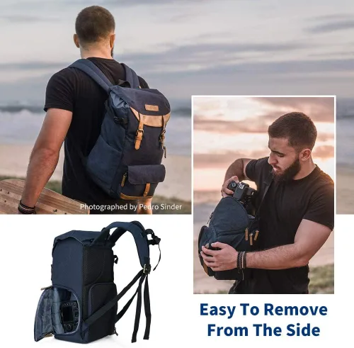 Miniatura 3 de K&F CONCEPT Mochilas para cámara para fotógrafos, bolsa de viaje para trípode, lente, accesorio con compartimento para laptop y cubierta contra