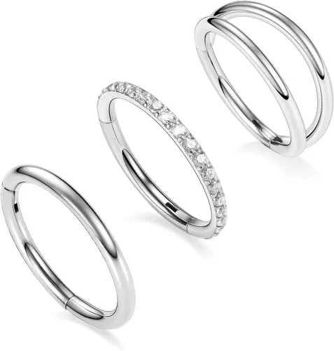 Miniatura 8 de GAGABODY 2 piercings para la nariz, calibre 20G, 18G, 16G, 14G, 12G, 10G, 8G, acero quirúrgico, tabique, cartílago, hélice, trago, concha, daith