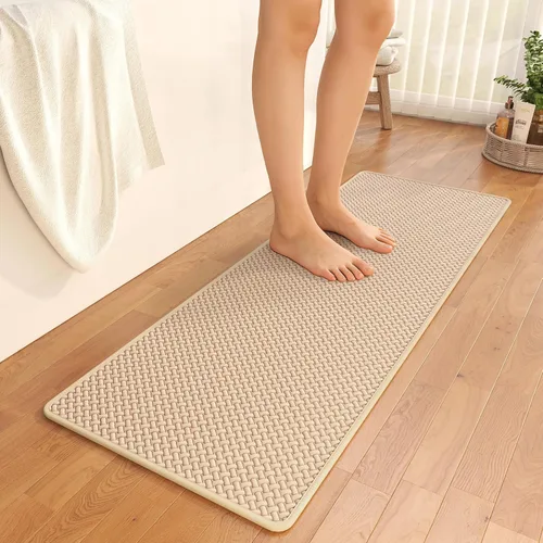 Miniatura 8 de YDKGL Alfombras de baño antideslizantes, superabsorbentes, de secado rápido, para baño, textura de tejido de espuma, alfombras de baño delgadas