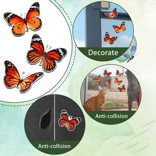 Miniatura 4 de 6 imanes de mariposa para puerta, imanes flexibles de doble cara, protectores decorativos para puertas corredizas que evitan que personas y mascotas