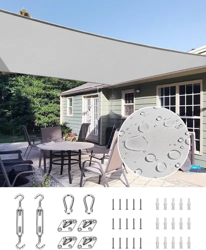 Miniatura 13 de Toldo Quictent de polietileno de alta densidad, 6.53 oz/m², rectangular, para exteriores, 98 % protección UV, kit de herramientas, sombra para patio