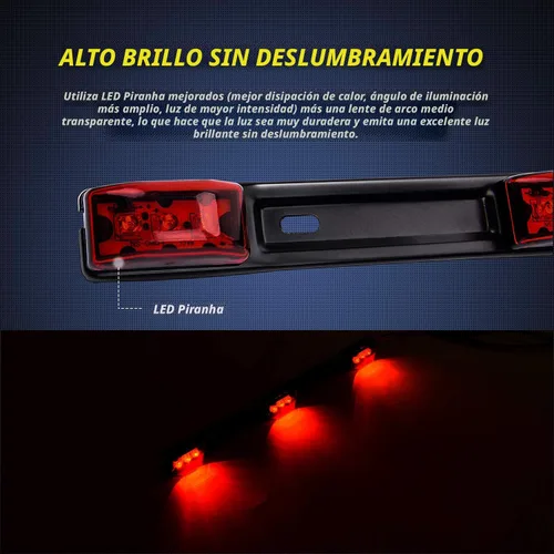 Miniatura 3 de Nilight TL-11 1 pieza rojo 9 LED barra de identificación marcador luz trasera soporte negro de acero inoxidable para camión remolque barco