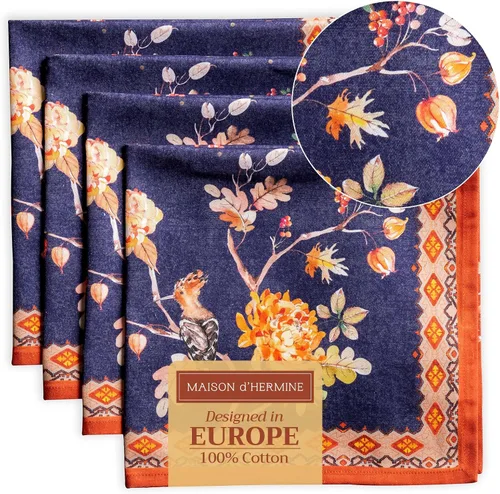 Miniatura 101 de Maison d' Hermine Happy Florals - Juego de 4 servilletas 100% algodón suave y cómodo perfectas para cenas familiares, bodas, fiestas de cóctel, 063