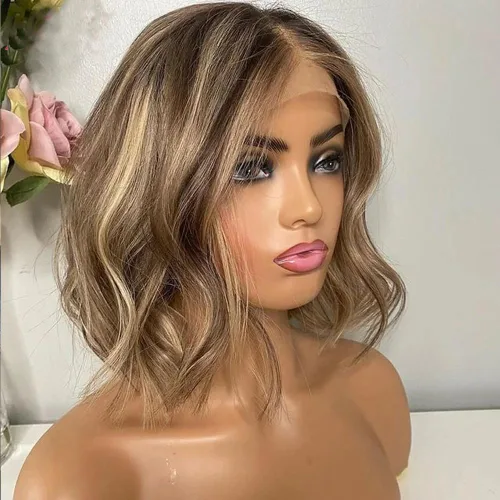 Miniatura 8 de Pelucas de cabello humano con reflejos #1B/27, mezcla de rubios, color natural, con abuelitos, invisible HD, 13x4, encaje frontal, pelucas