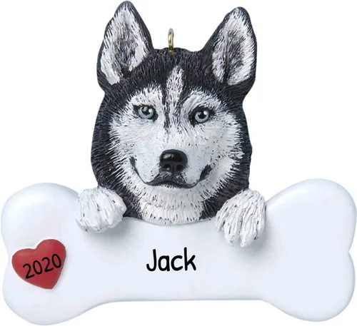 Adornos de Navidad personalizados para perros 2024 – Adornos navideños de hueso de perro Husky para amantes de los perros, adorno de primera Navidad