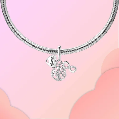 Miniatura 214 de LUXILLA Abalorio de plata de ley 925 para madre, hija, abuela, para familia, amor, madre, hija, abuela, para pulseras, collares, dijes, abalorios