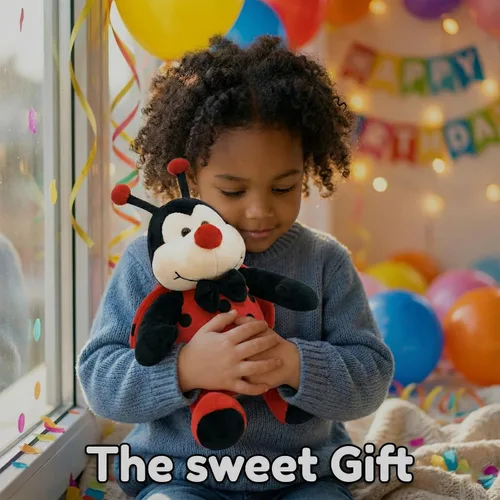 Miniatura 5 de Garden Buzz Cuties Ladybug - Peluche de mariquita, escarabajo, insecto, suave, con alas rojas y lazo negro, amigo de abeja, regalo para niños