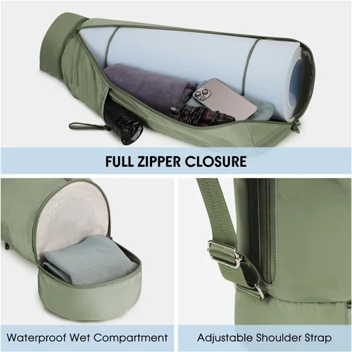 Miniatura 4 de sportsnew Bolsa para esterilla de yoga, bolsa de transporte para esterilla de yoga con cremallera completa con bolsillo para botella de agua
