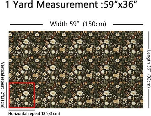 Miniatura 2 de Rustic Flowers Indoor Outdoor Fabric,Retro Floral Soft Flannel Polyester No Stretch Farmhouse Style Crafts & Sewing Supplies DIY Fabrics,1 Yard