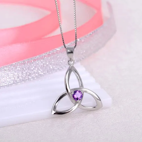 Miniatura 4 de JIANGXIN Irish Celtic Triquetra Knot Birthstone 925 Sterling Silver Pendant Necklace for Women Rhodium Plated Healthcare Fine Jewelry