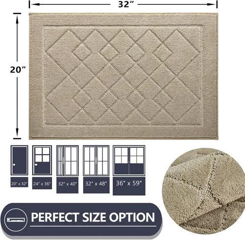 Miniatura 2 de REFETONE Dirt Trapper Tapete para Puerta de 20" x 32", Tapete Lavable para Interiores con Respaldo de Goma Antideslizante, Resistente a la Suciedad