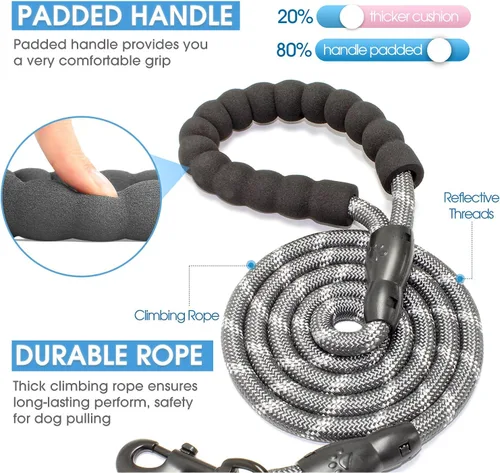 Miniatura 2 de BAAPET Correa para perro de 2/4/5/6 pies con cómodo mango acolchado e hilos altamente reflectantes para perros pequeños, medianos y grandes