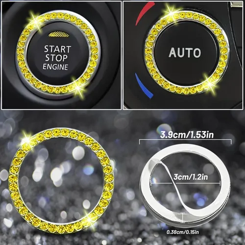 Miniatura 8 de NBTEPEM 27 piezas de juego de accesorios brillantes para auto en color aguamarina para mujeres, fundas para volante de ajuste universal de 15