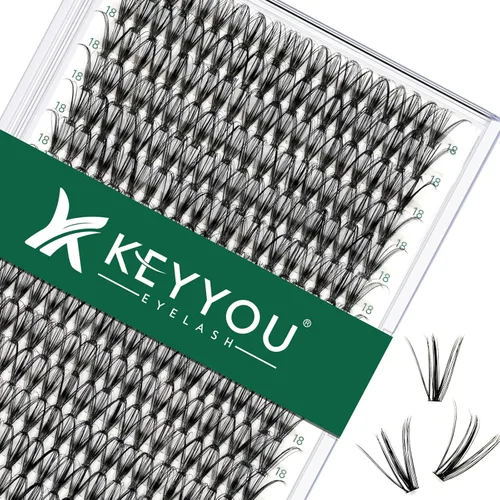 Miniatura 33 de Kit de extensión de pestañas DIY KEYYOU 300 piezas, kit de racimos de pestañas con removedor de pegamento y aplicador, fácil de usar