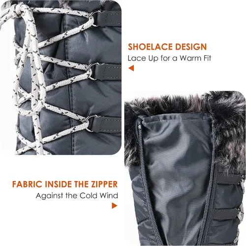 Miniatura 4 de DREAM PAIRS Botas de nieve de invierno con forro de piel sintética para mujer