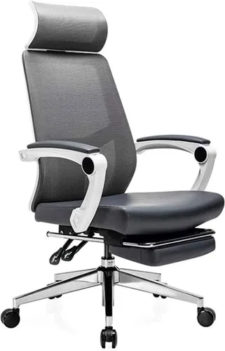 Silla ergonómica comercial de malla ejecutiva con respaldo alto, con soporte lumbar ajustable, reposacabezas (E)