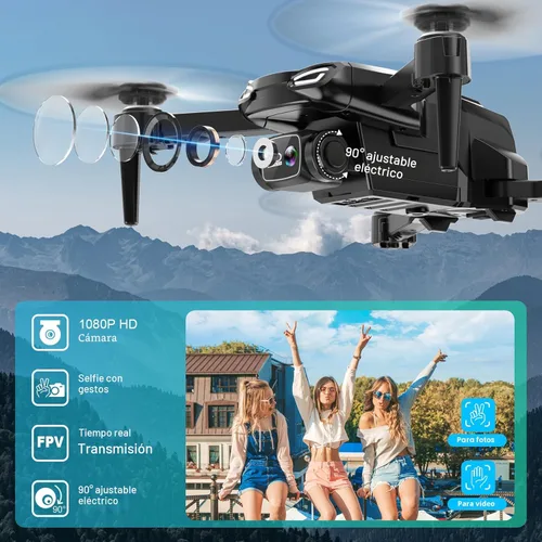 Miniatura 2 de Drone con cámara 1080P, cuadricóptero plegable de control remoto para adultos principiantes, mini dron con vuelo estable, vuelo de punto de ruta