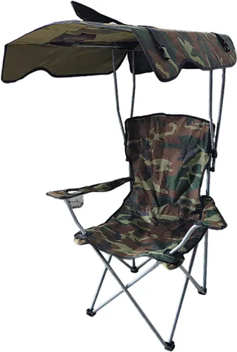 Portable Beach Chair with Canopy Oxford Fabric Folding Chair Sun Shade for Fishing Camo 50 * 50 * 90/120CM
