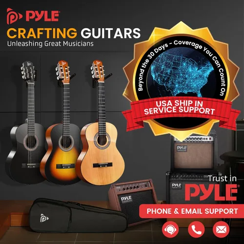 Miniatura 7 de Pyle Kit de guitarra acústica para principiantes, instrumento de madera de tamaño junior 3/4 con kit completo de accesorios, púas, correa
