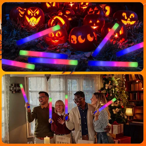 Miniatura 7 de LifBetter Varillas luminosas a granel, varillas de espuma LED en la oscuridad con 3 modos intermitentes de espuma LED multicolor iluminan recuerdos