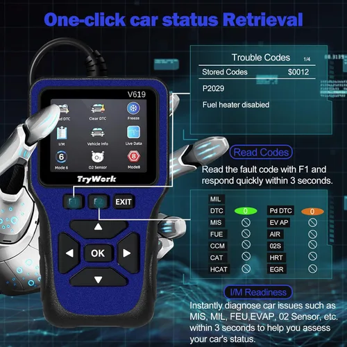 Miniatura 3 de Escáner de Diagnóstico OBD2, Lector de Códigos del Motor con Búsqueda de 35901 DTC, Modo 6 y 8, Preparación I/M para Todos los Autos OBDII desde