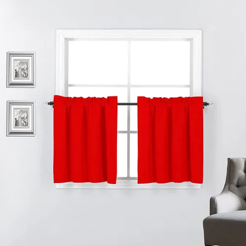 Miniatura 11 de 2 paneles de cortinas opacas con aislamiento térmico y forro blanco en la parte trasera para ventana de bloqueo de luz para cualquier ventana