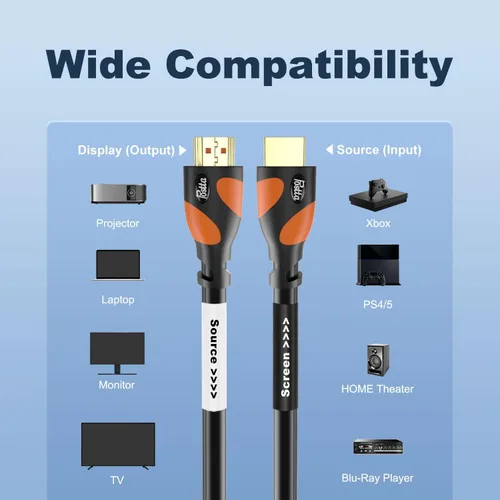 Miniatura 2 de Postta Cable HDMI de 75 pies 4K HDMI2.0 con soporte de amplificador de señal incorporado 4K (2160P), 3D, 1080P, Ethernet, retorno de audio (ARC)