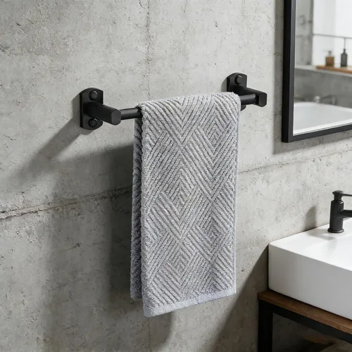 Miniatura 8 de Toallero negro, toallero de mano para baño, colgador de toallas montado en la pared, soporte para toallas de baño de cocina, barra de toalla