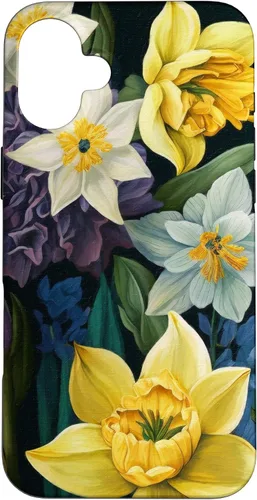 Miniatura 22 de iPhone 16 Painted Spring Bold Daffodils and Flowers, Flower Lover Case