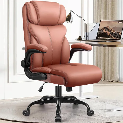HeroSet Silla de oficina, ergonómicas grandes y altas sillas de escritorio para computadora, silla ejecutiva de cuero transpirable con reposabrazos