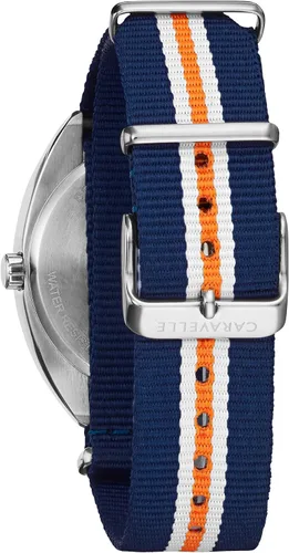 Miniatura 3 de Caravelle 43B166 - Reloj de cuarzo retro para hombre acero inoxidable con correa de nailon múltiple tono plateado modelo 43B166