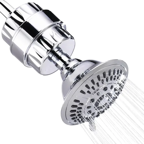 Miniatura 13 de BRIGHT SHOWERS - Cabezal de ducha de lluvia de alta presión, cabezal de ducha fijo con 5 ajustes de rociado, ángulo ajustable y boquillas Bronce