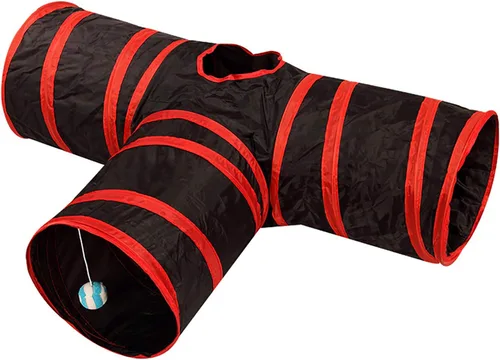 Miniatura 7 de Túnel de 3 vías para gatos plegable para mascotas, juguete de tubo con arrugas y bolas, juguete para gatos, perros pequeños, gatitos, conejos, CT097