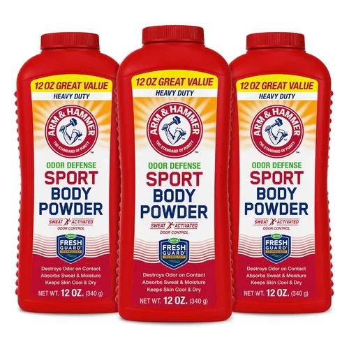 Miniatura 11 de Arm & Hammer Polvo corporal deportivo, polvo para hombres y mujeres, sensación fresca, sin talco, defensa de olores sin aluminio con bicarbonato