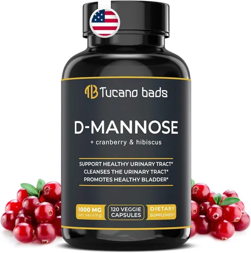 Tratamientos de infección del tracto urinario D Manosa 1000 mg Cápsulas - Potentes píldoras de D-manosa y arándano con extracto de hibisco - Control