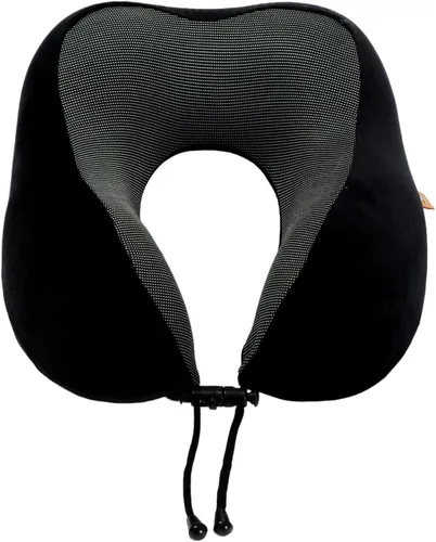 Miniatura 2 de Almohada de viaje de espuma viscoelástica, almohada para el cuello con soporte de cabeza de 360 grados, cómoda ideal para dormir en avión, Negro