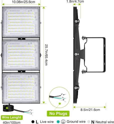 Miniatura 36 de STASUN - Luz de inundación LED para exteriores, 150 W, 15000 lúmenes, 6000 K, luz blanca IP66, impermeable, luz de estacionamiento comercial, 3