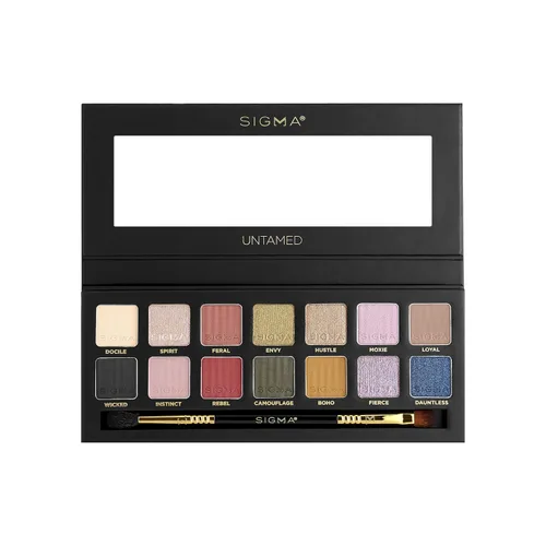Sigma Beauty Untamed paleta de sombras de ojos – 14 sombras de ojos atrevidas en acabado mate, brillante y metálico – Paleta de maquillaje de ojos